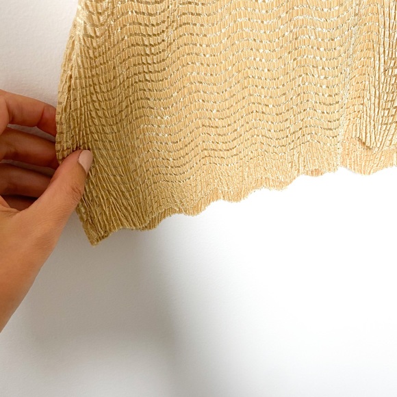 Vintage Pale Gold Waffle Textured Top (Sz XS-M) - Picture 4 of 6